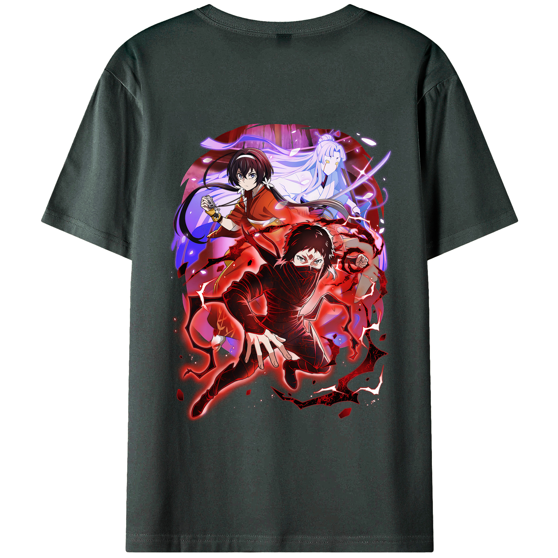 （画像用） 文豪ストレイドッグス Bungo Stray Dogs 綿100％ メンズ半袖Tシャツ（バックプリント） 通気性